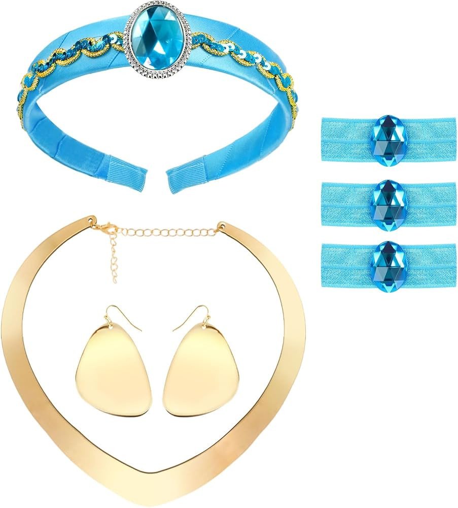 Pterosauria Princess Costume Accessories for Women girls include headband Gold Necklace and Earri... | Amazon (US)