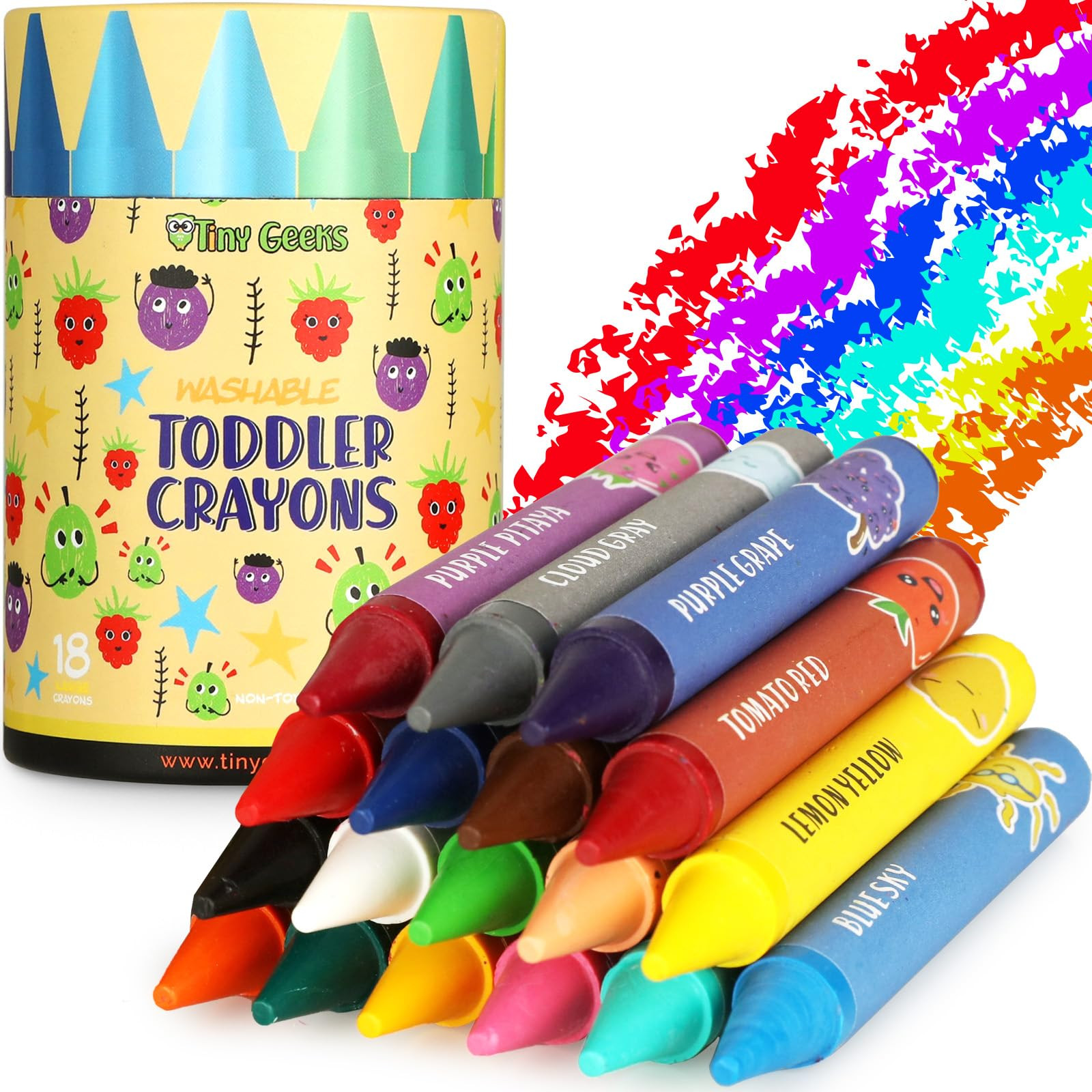 Jumbo Crayons (18 Colors) – Non-Toxic, Washable Crayons for Toddlers and Kids (Ages 1-8) – Ea... | Amazon (US)