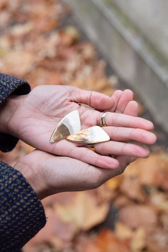 1980's Vintage Gold Enamel Statement Earrings | Etsy | Etsy (US)