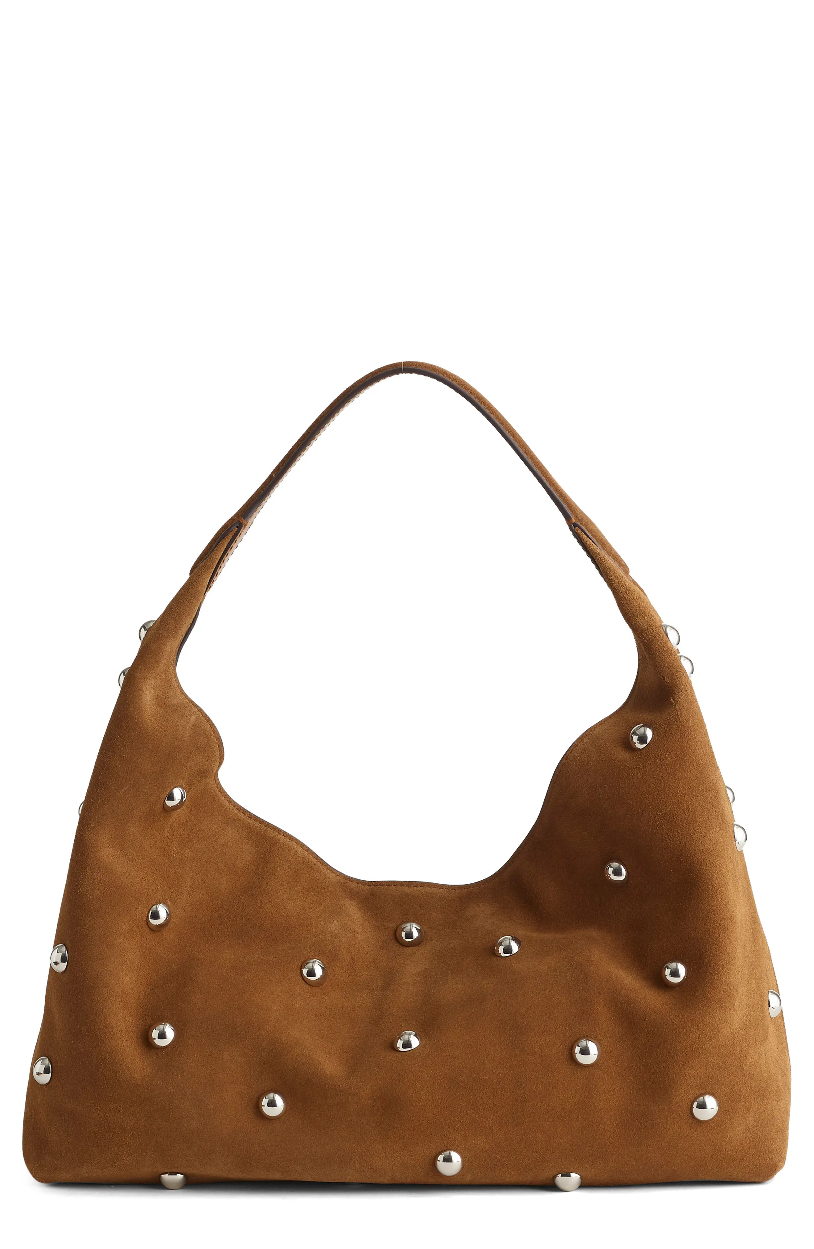 Madewell The Mylie Studded Suede Shoulder Bag in Dried Acorn at Nordstrom Rack | Nordstrom Rack