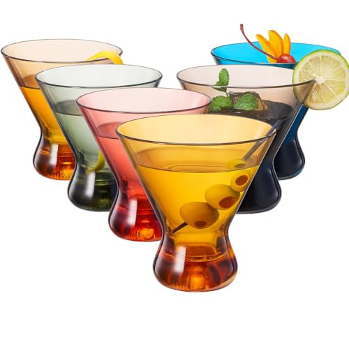 13-Ounce Colorful Pastel Plastic Stemless Martini Glasses (Set of 4), Martini, Margarita, Champag... | Amazon (US)