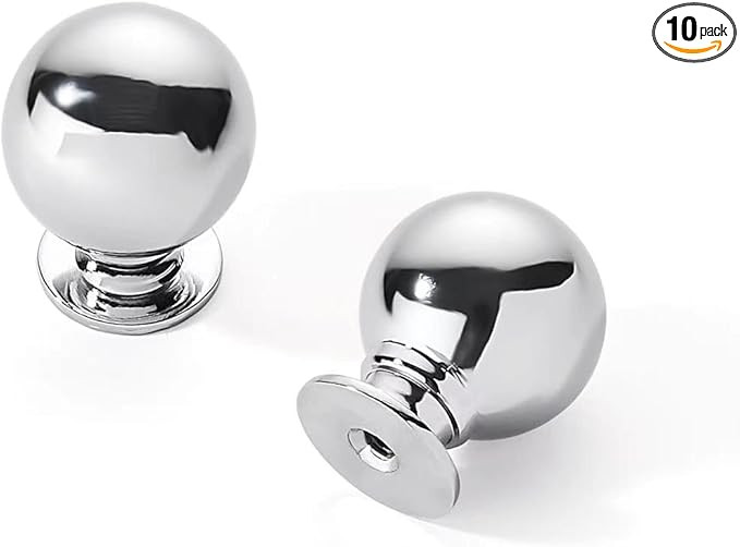 10 Pack 1 Inch Vintage Ball Polished Chrome Cabinet Knobs Kitchen Cabinet Hardware Drawer Knobs P... | Amazon (US)