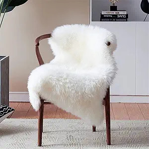 duduta White Faux Fur Chair Seat Covers, Fluffy Shag Sheepskin Bedside Rugs Throw Washable 2x3 ft | Amazon (US)