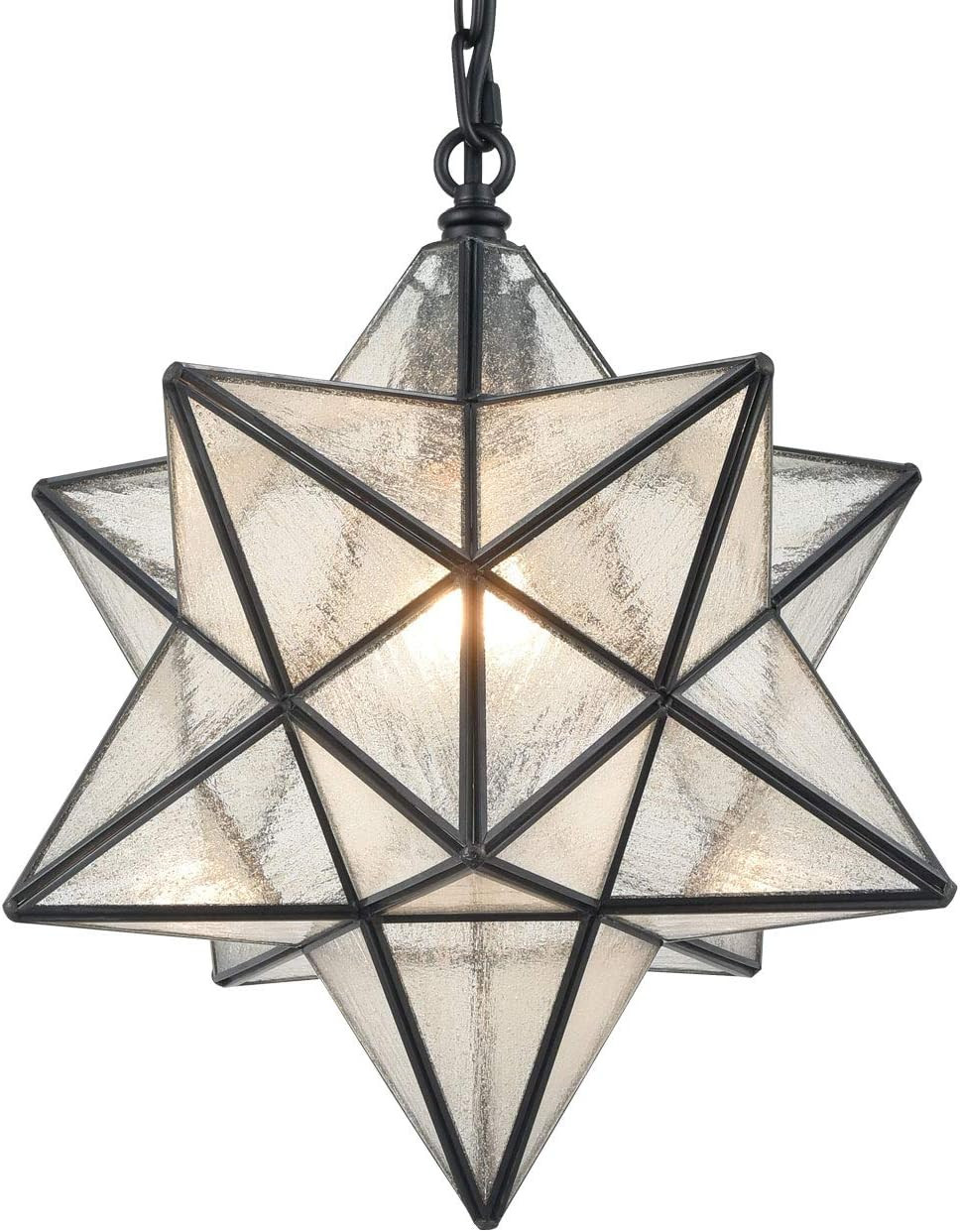 CLAXY 14" Moravian Star Pendant Light Seeded Glass Black Star Light | Amazon (US)