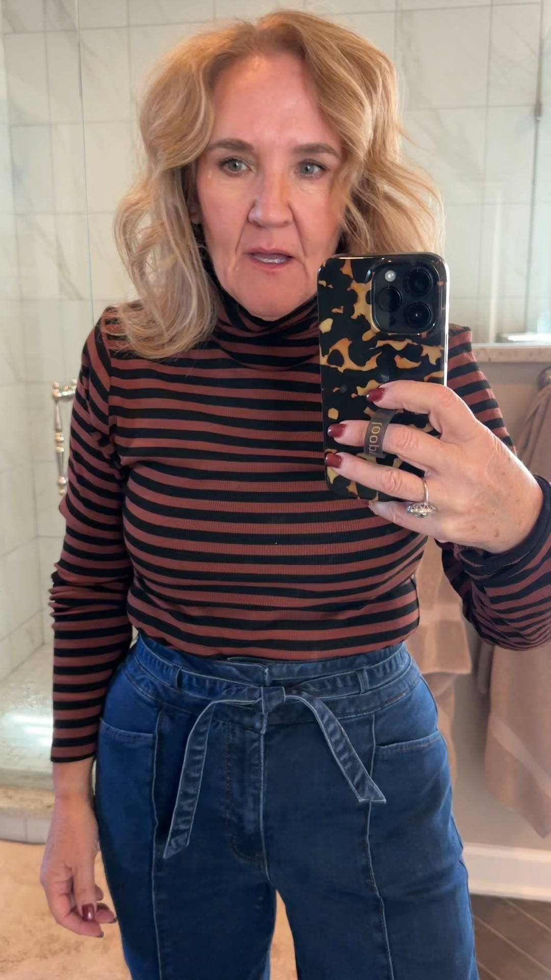 Some great new basics from kohls! Turtleneck size medium. Jeans size 10. Def get your larger size in the jeans. I’m 5’3” so they’ll be an ankle or cropped if you’re much taller. 

I love my birdies velvet flats. They are so comfy with great foot support. So thrilled with these. 

Fall outfits Draper James rsvp kohls trouser jeans Sonoma striped turtleneck fall outfit 

#LTKOver40 #LTKSaleAlert #LTKFindsUnder50