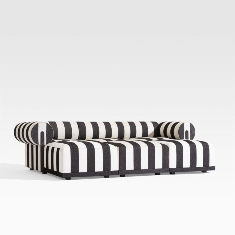 Cerca Striped Roll Arm 6-Piece Outdoor Sectional with Ottomans | Crate & Barrel | Crate & Barrel