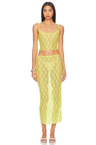 Lia Sheer Skirt in Bright Yellow | Lace Skirt Outfit | Neon Sheer Skirt Outfit | Yellow Skirt Set | Revolve Clothing (Global)