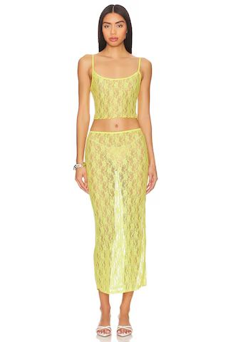 Lia Sheer Skirt in Bright Yellow | Lace Skirt Outfit | Neon Sheer Skirt Outfit | Yellow Skirt Set | Revolve Clothing (Global)