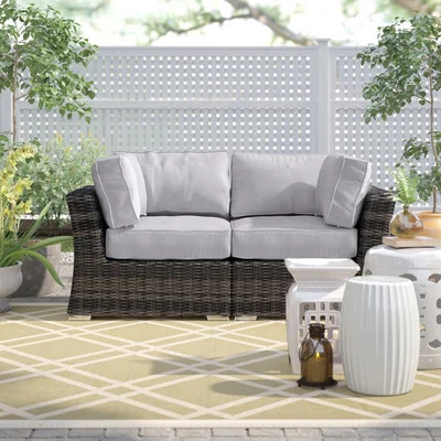Dayse Fully Assembled 66'' Wide Outdoor Wicker Loveseat with Cushions | Wayfair North America