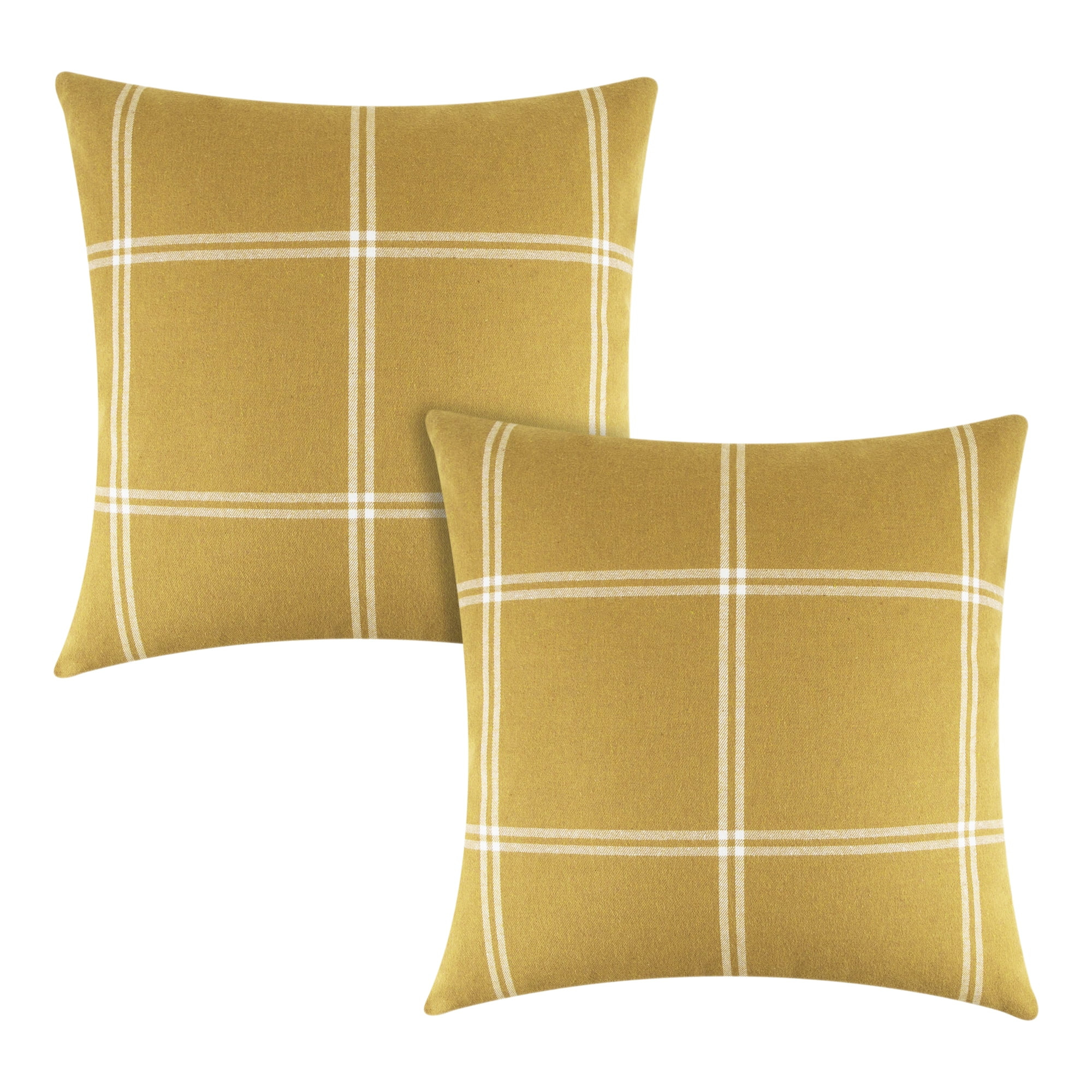 Better Homes & Gardens Reversible Windowpane Plaid to Solid Decorative Throw Pillow Cover, 2 Pack | Walmart (US)