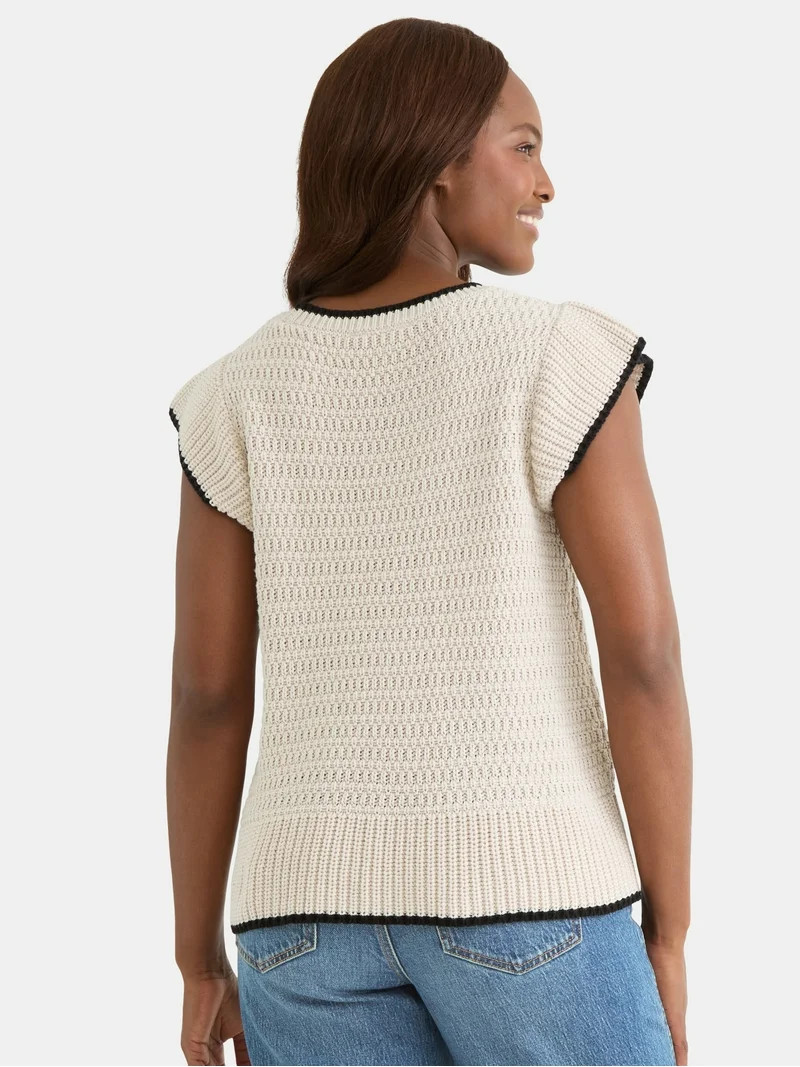 Time and Tru Women's Flutter Sleeve Sweater, Lightweight, Sizes XS-XXXL | Walmart (US)