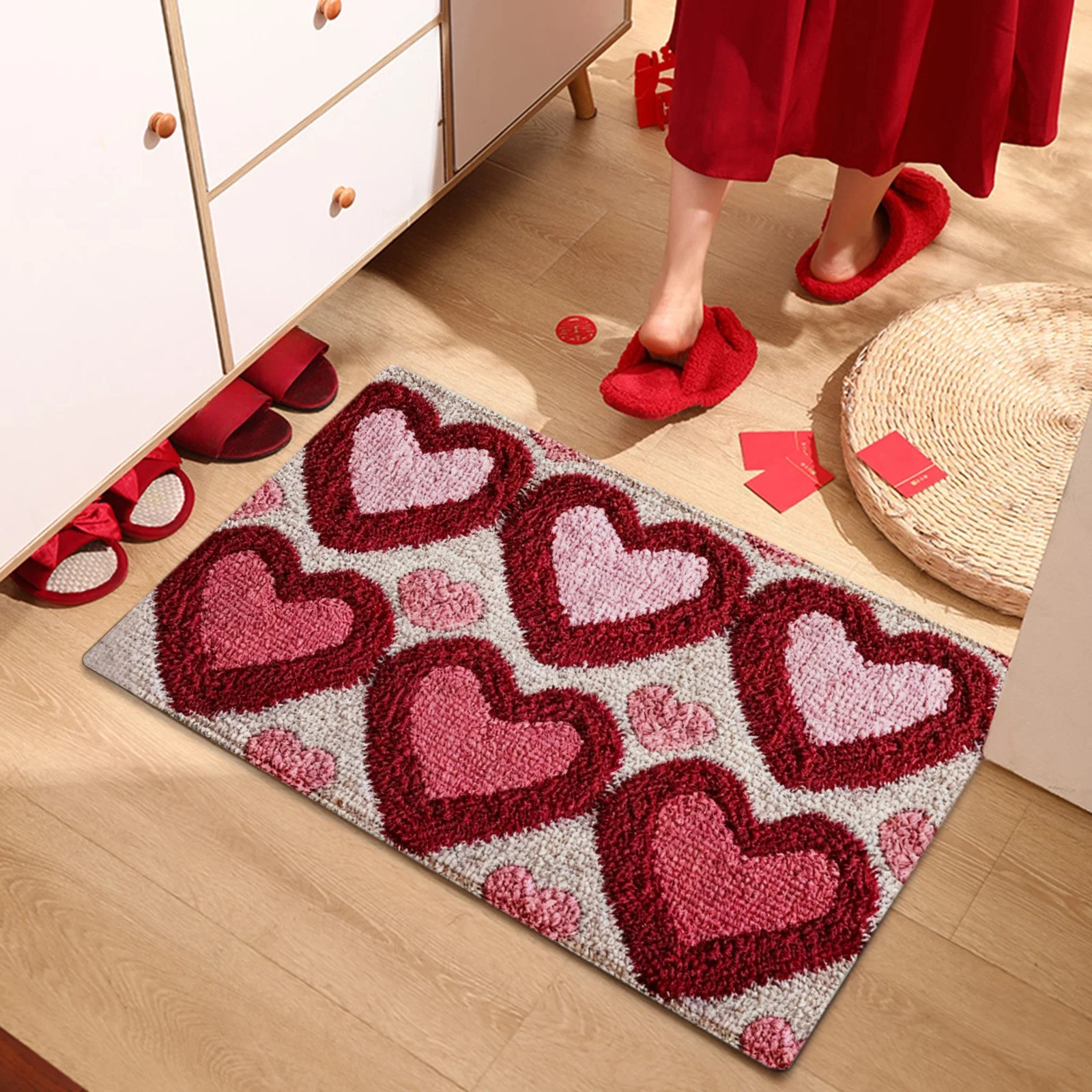 AuroraX Valentines Day Heart Entryway Rug 16"x24" Non-Slip Backing Absorbent Bath Mat Love Decora... | Walmart (US)