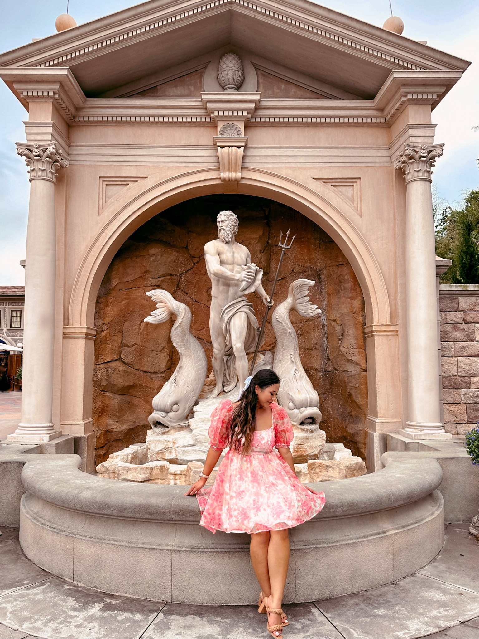 Francesca’s Babydoll chiffon mini dress wearing size medium. Runs true to size. 