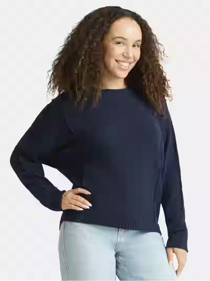 Time and Tru Women's Seamed Sweater with Long Sleeves, Midweight, Sizes XS-XXXL | Walmart (US)