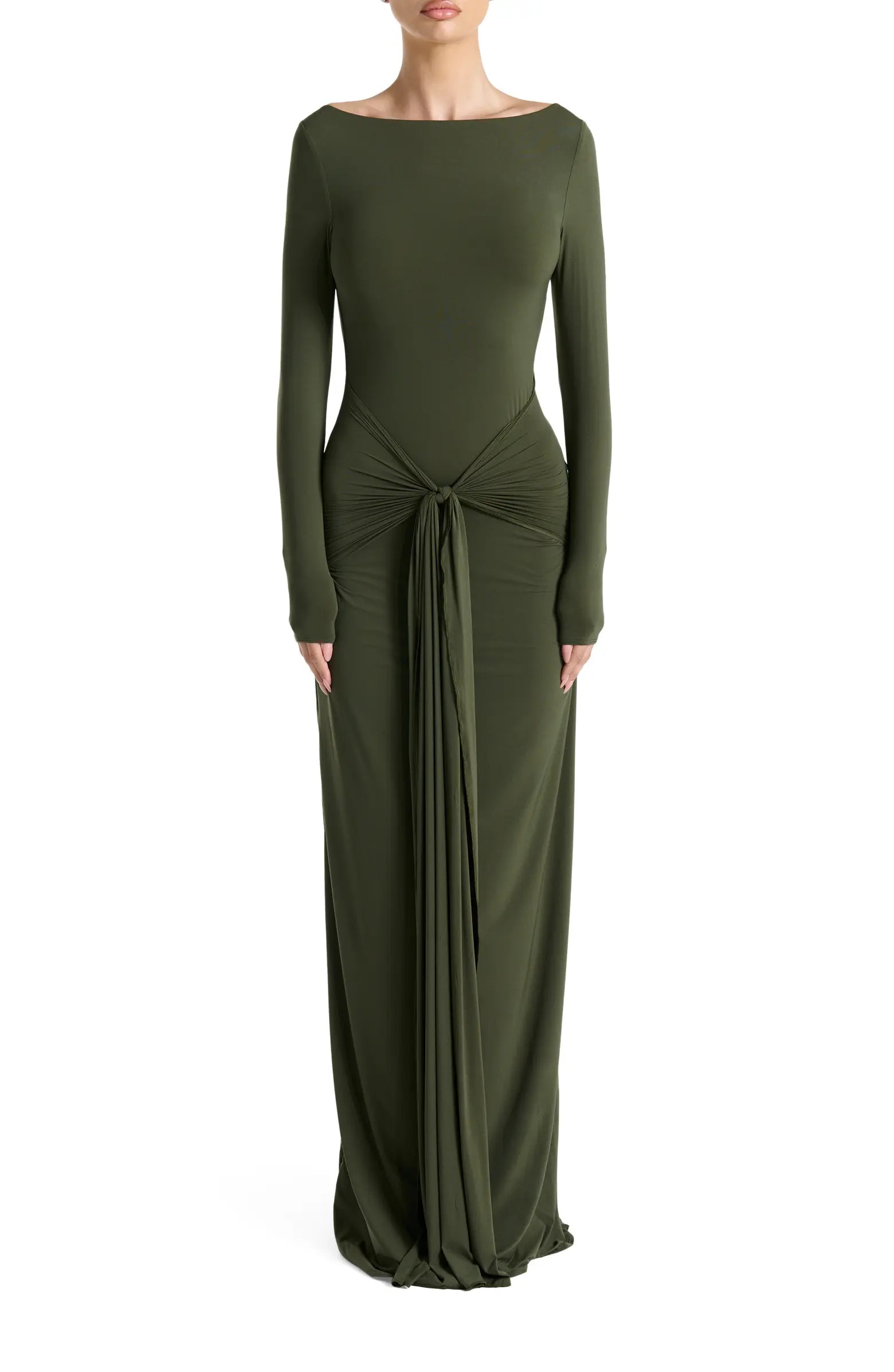 Naked Wardrobe Tie Waist Long Sleeve Maxi Dress | Nordstrom | Nordstrom