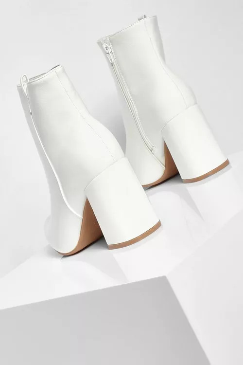 Wide Width Pointed Block Heel Shoe Boot | Boohoo.com (US & CA)
