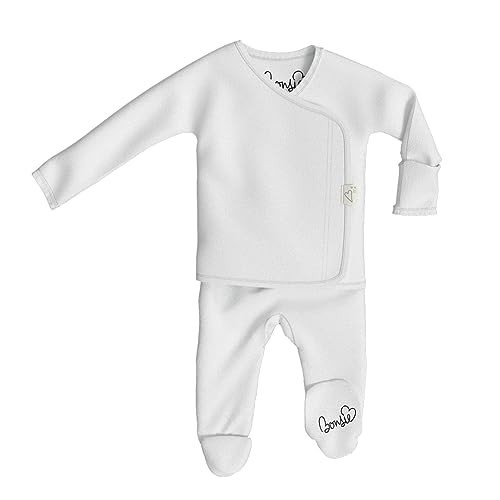 Bonsie Skin to Skin Babywear Organic Footie Bodysuit - White Baby Footed One Piece - Milk (0-3 Months) | Amazon (US)