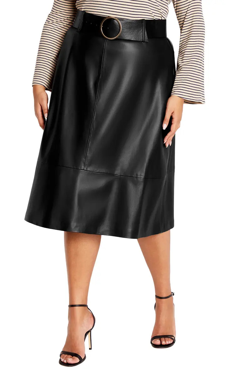 City Chic Untamed Belted Faux Leather Skirt | Nordstrom | Nordstrom