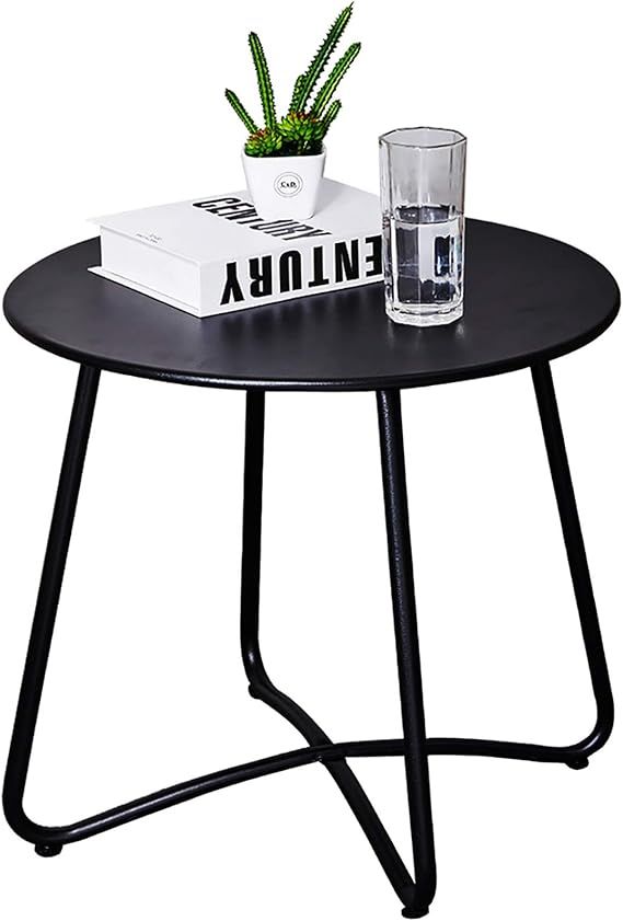 CaiFang Patio Side Table Outdoor, Small Round Metal Side Table Waterproof Portable Coffee Table E... | Amazon (US)