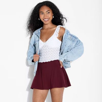Women's Seamless Mini Skort - Wild Fable™ Burgundy M | Target
