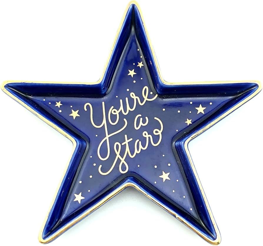 Star-Shaped You're a Star Ceramic Trinket Plate and Decorative Jewelry Dish | Amazon (US)