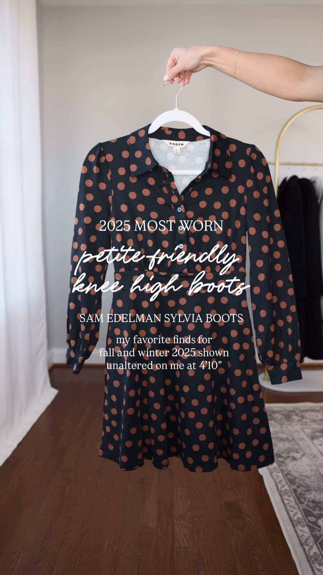 2025 Most Worn Series: knee high boots! 

I found the Sylvia boots from Sam Edelman to be a favorite for me this season. In Cyrus suede they go with everything and I love the way they look with dresses! In a size 5 they have a 15” shaft height that just grazes the bottom of my knee. 

Shoes: tts 
Dress (Boden): petite 0 
Coat (BR Factory): petite xxs 
Scarf (Amazon) 

#LTKPetite