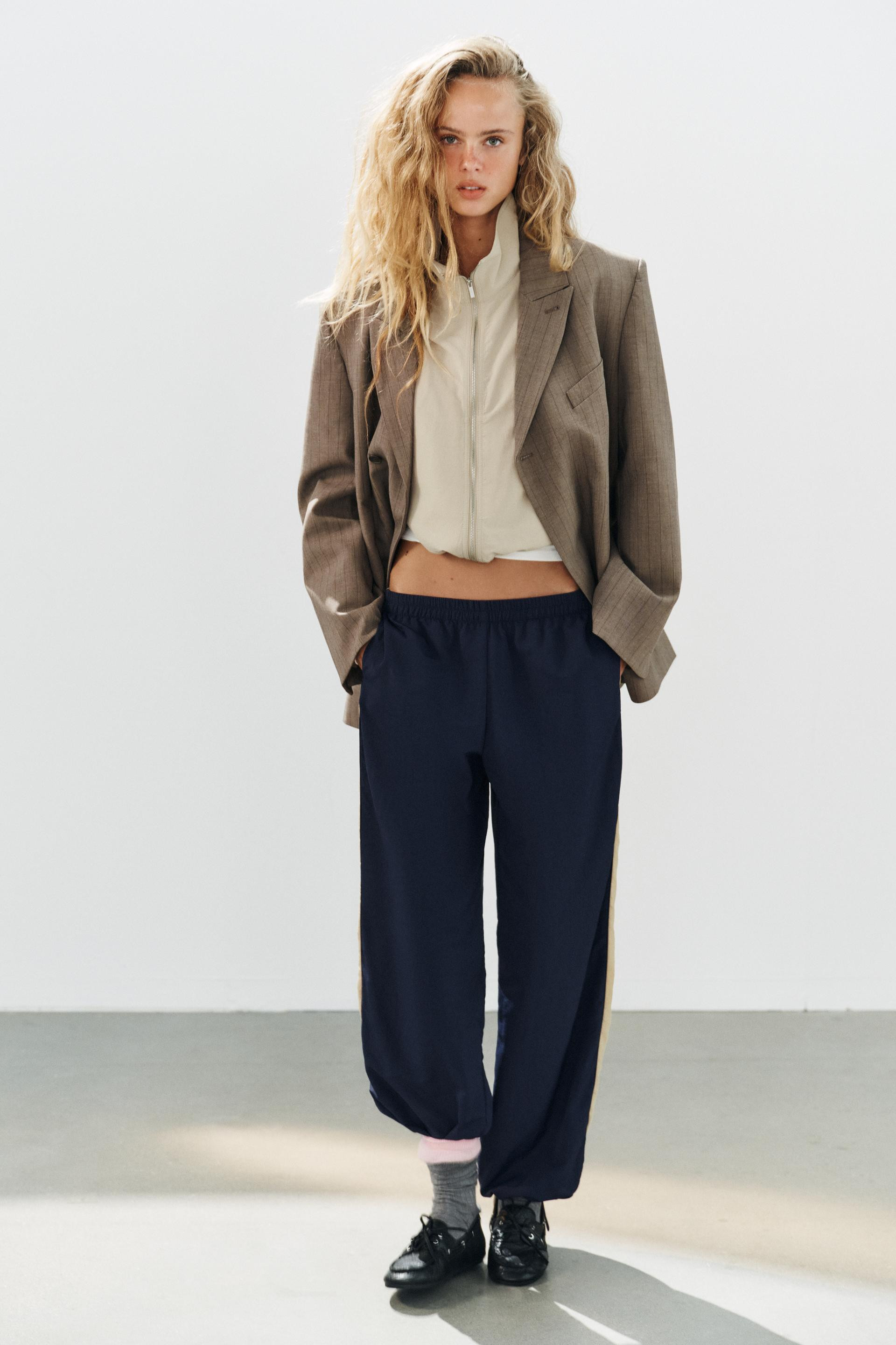 Zara - Oversize Pinstripe Blazer - Brown - Xs - Woman | Zara UK