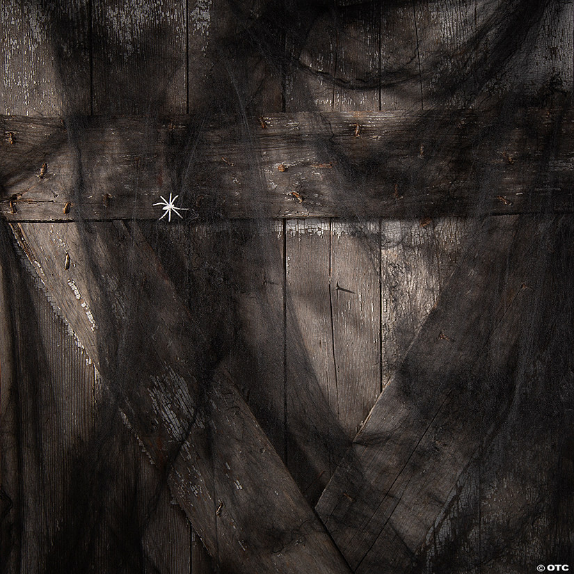 Black Stretchable Spider Webs with Glow-in-the-Dark Spiders - 12 Pc. | Oriental Trading Company