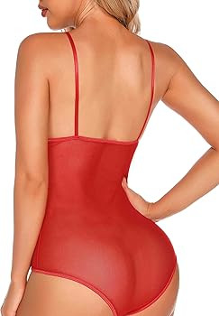 Aranmei Lingerie for Women Sexy Eyelash Lace bodysuit Snap Crotch Teddy Lingerie | Amazon (US)