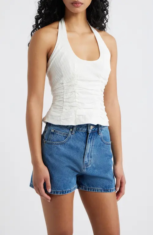Princess Polly Nataliya Halter Cotton Top in White at Nordstrom, Size 0 | Nordstrom