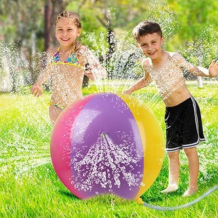 Tsomtto Water Toys Outdoor Kids Sprinkler Inflatable Ball Outside Game Spray Water Yard Backyard ... | Amazon (US)