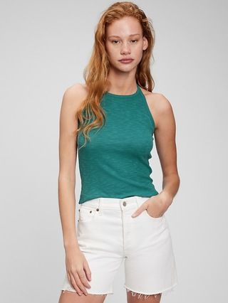 Tie-Back Cropped Halter Tank Top | Gap (US)