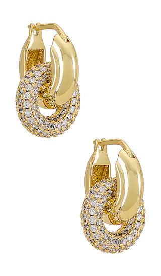 Pave Interlock Hoops in Gold | Revolve Clothing (Global)