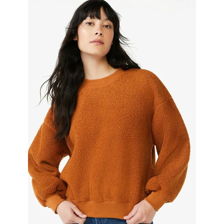 Free Assembly Women's Teddy Fleece Crewneck Sweatshirt | Walmart (US)