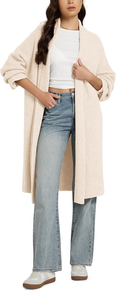 ODODOS Women's Cardigan Sweater Longer Length Open Front Drape Coatigan Warm Soft Knit Long Sleev... | Amazon (US)