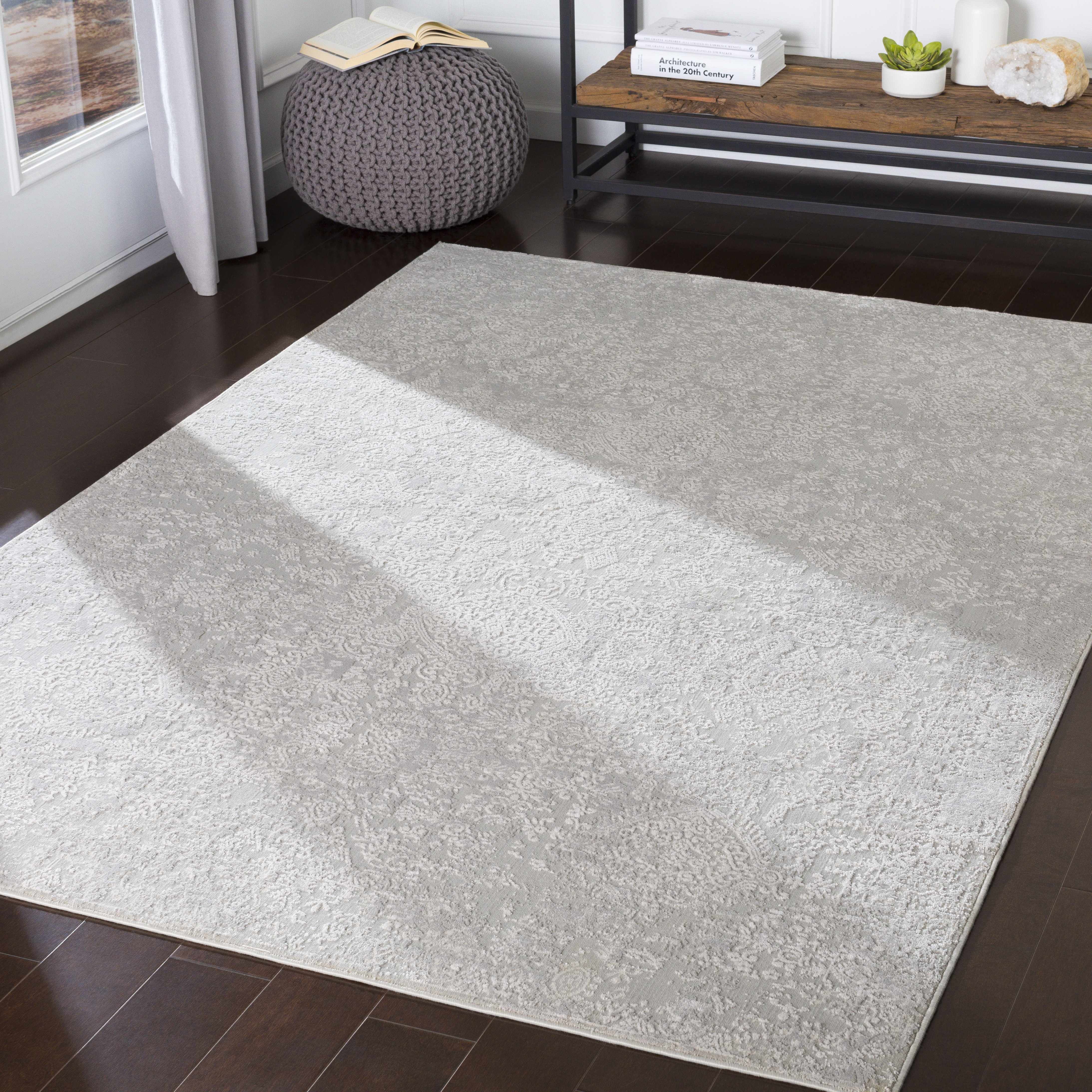 Canaseraga Off-White Embossed Viscose Area Rug | Boutique Rugs