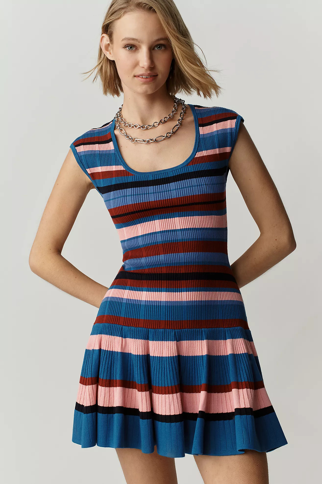 The Beca Ribbed Sweater Fit & Flare Mini Dress by Maeve | Anthropologie (US)