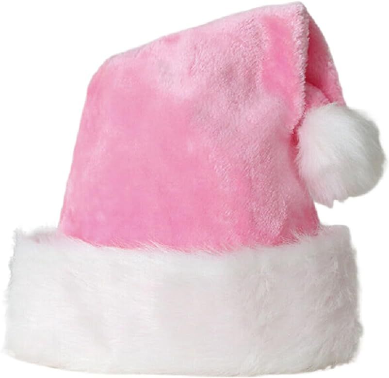 LKQBBSZ Santa Hat for Women, Adults Unisex Velvet Comfort Xmas Hat Extra Plush for Christmas New ... | Amazon (US)