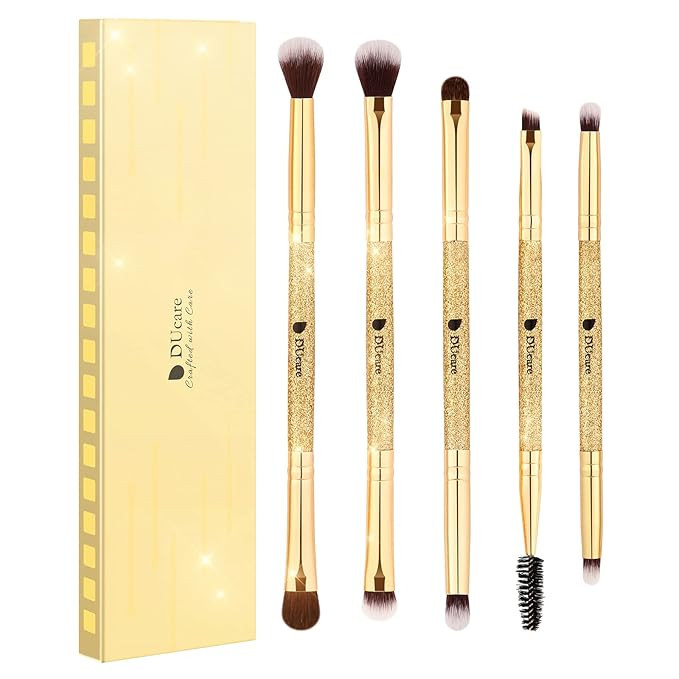 Amazon.com: DUcare Eyeshadow Brush Set Duo End Eye Makeup Brushes Golden Glitter Professional Eye... | Amazon (US)