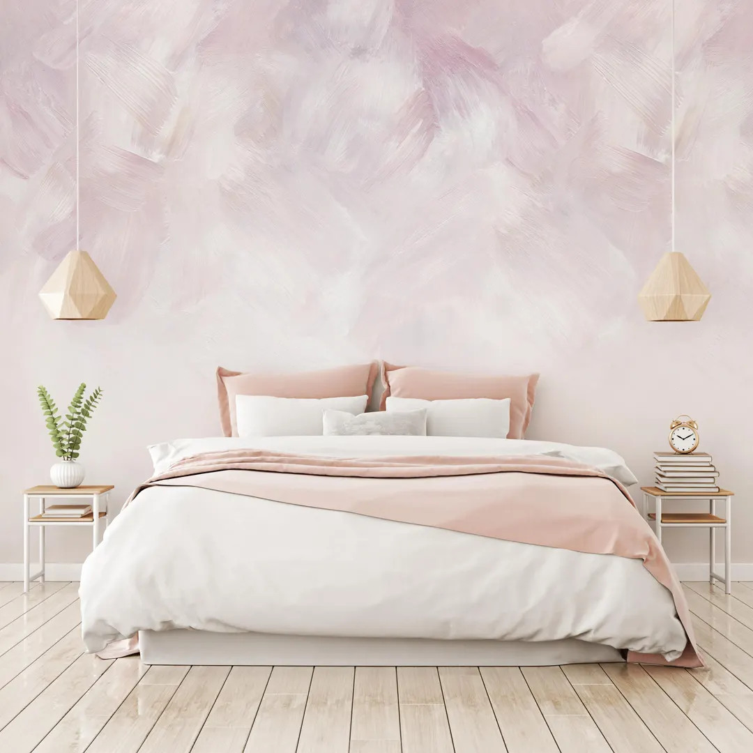 Blush Pink Abstract Brushstroke Wallpaper Mural - Soft Ombre Pastel Painted Texture - Minimal Rem... | Etsy (US)