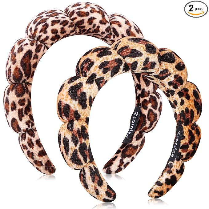 Spa Headbands for Facial Skincare, Terry Cloth Set of 2 - Puffy Makeup and Face Washing Headbands | Amazon (US)