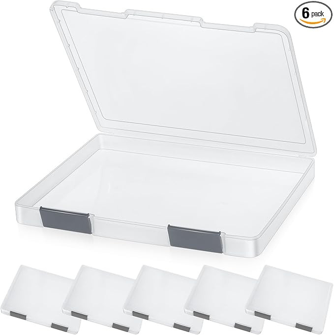 PerKoop 6 Pcs Clear A4 File Box Document Plastic Storage Box Paper Plastic Case Board Game Storag... | Amazon (US)