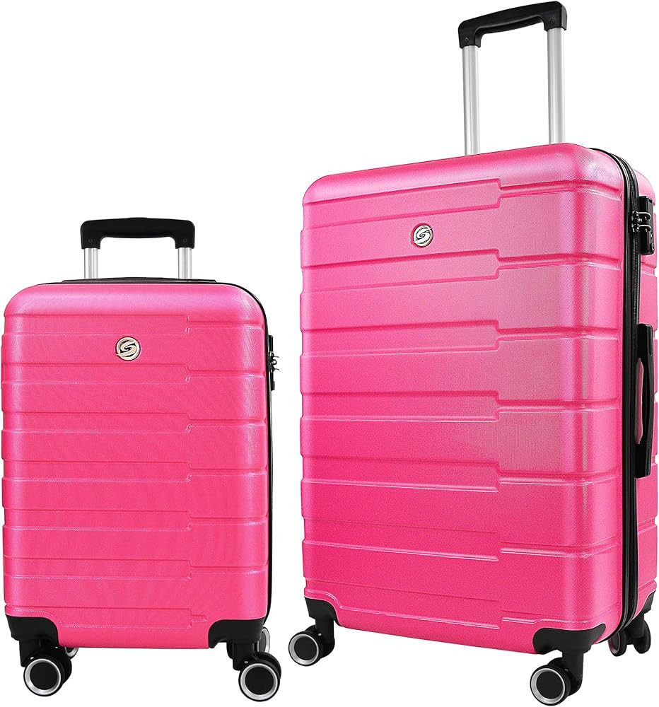 Luggage Sets 2 piece Carry on and Checked Luggage,Suitcases with Wheels 20/24 inch (Rose Red) | Amazon (US)