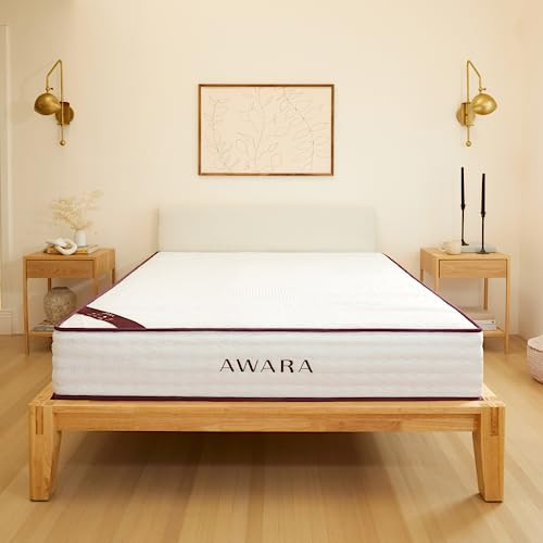 AWARA Natural Hybrid Queen Mattress 10 Inch - Certified Natural Latex - Sustainable New Zealand Wool - Steel Springs - 365-Night Trial, White | Amazon (US)