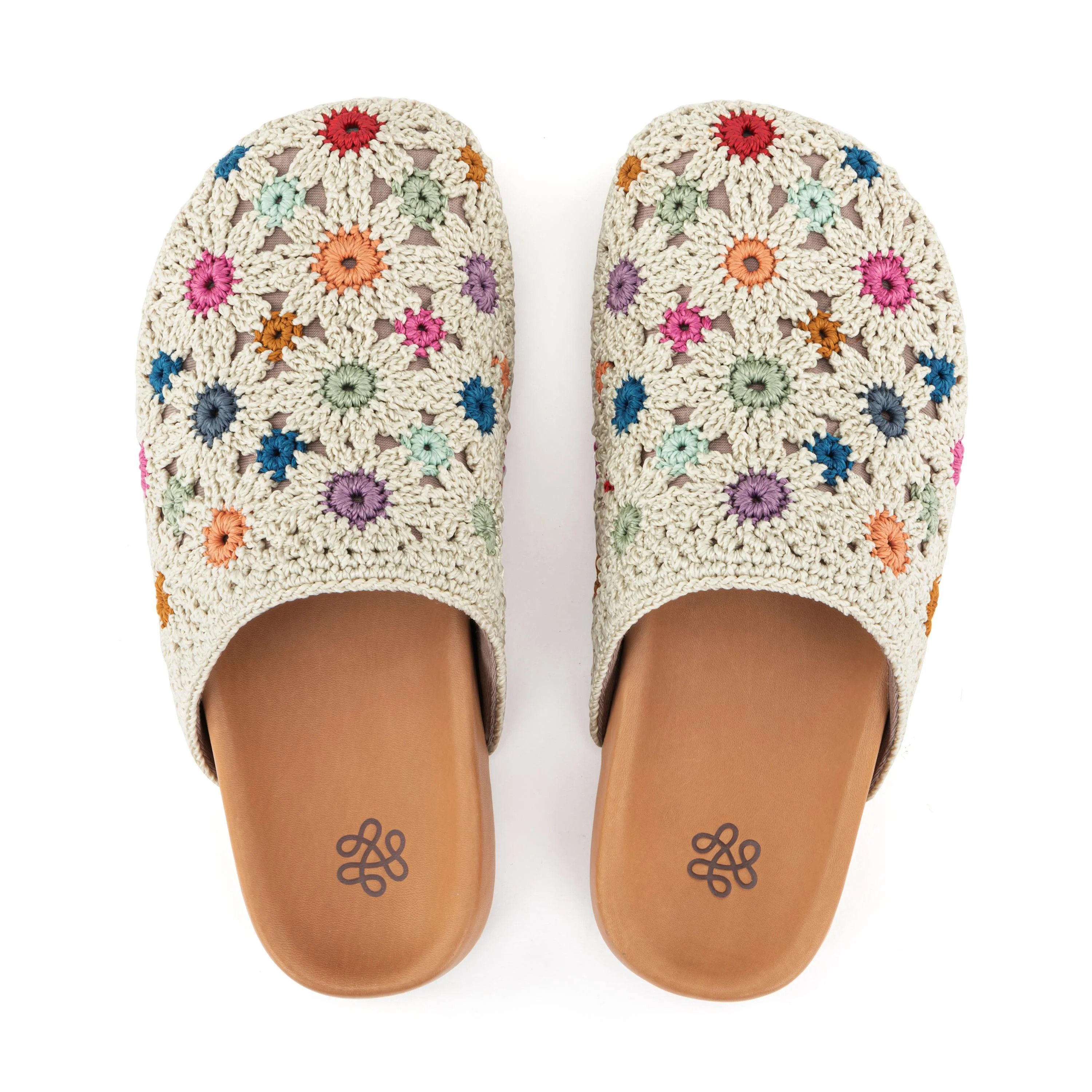 Bolinas Clog in Natural Multi Flowers Crochet | The Sak