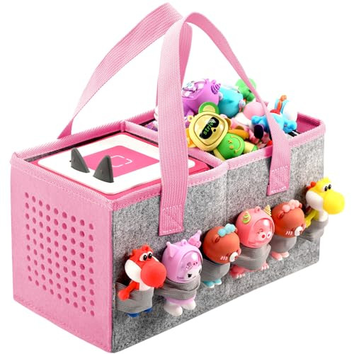 Portable Carrying Case Compatible with Toniebox Starter Set and Tonies Figurines,Travel Felt Cloth Musical Toy Folding Bag for Toniebox Accessories (Dark Pink) | Amazon (US)