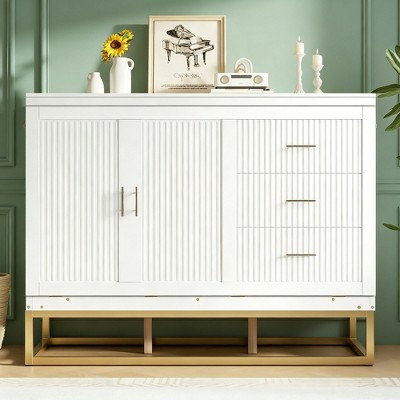 Luxystar Modern Queen Murphy Bed with Storage Shelves and Gold Metal Base for Apartments, White | Target