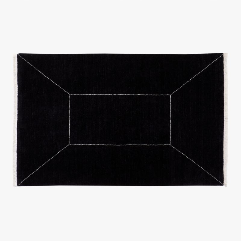 Nadya Handloomed Black Geometric New Zealand Wool Area Rug 5'x8' | CB2 | CB2