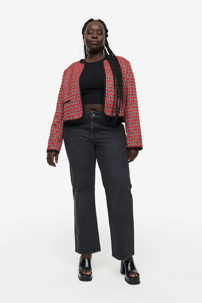 Textured-weave Jacket - Red/striped - Ladies | H&M US | H&M (US)