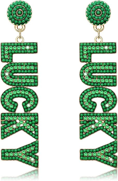 St. Patrick's Day Earrings Shamrock Earrings for Women, Sparkling Rhinestone Lucky Irish Earrings... | Amazon (US)